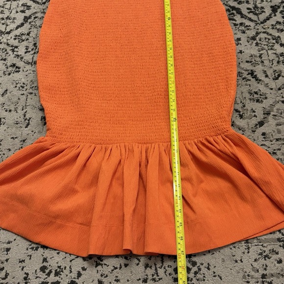 Anthropologie Sleeveless Mock-Neck Textured Midi Dress Orange Sz Large Vacation - Picture 4 of 10
